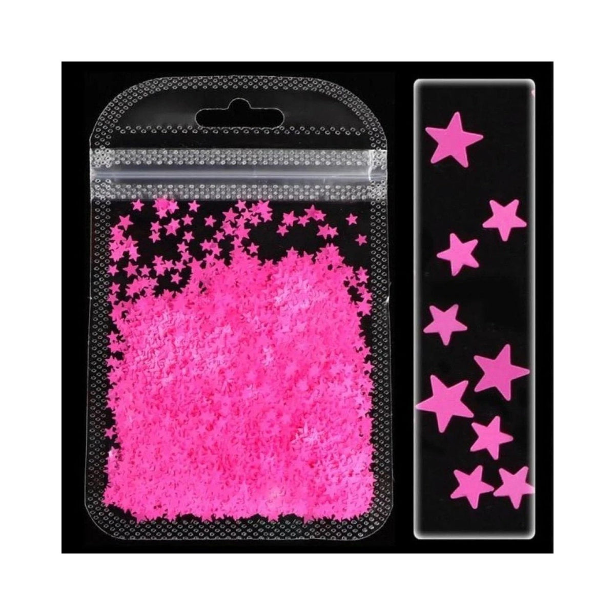 Neon Nail Art Glitter Fluorescent Star Sequins Flakes 2g Bag – Pink