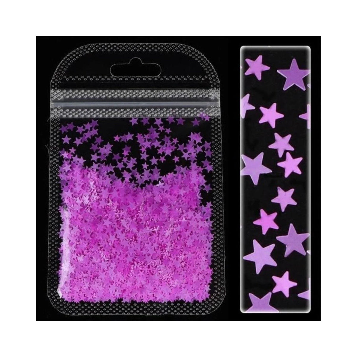 Neon Nail Art Glitter Fluorescent Star Sequins Flakes 2g Bag – Purple