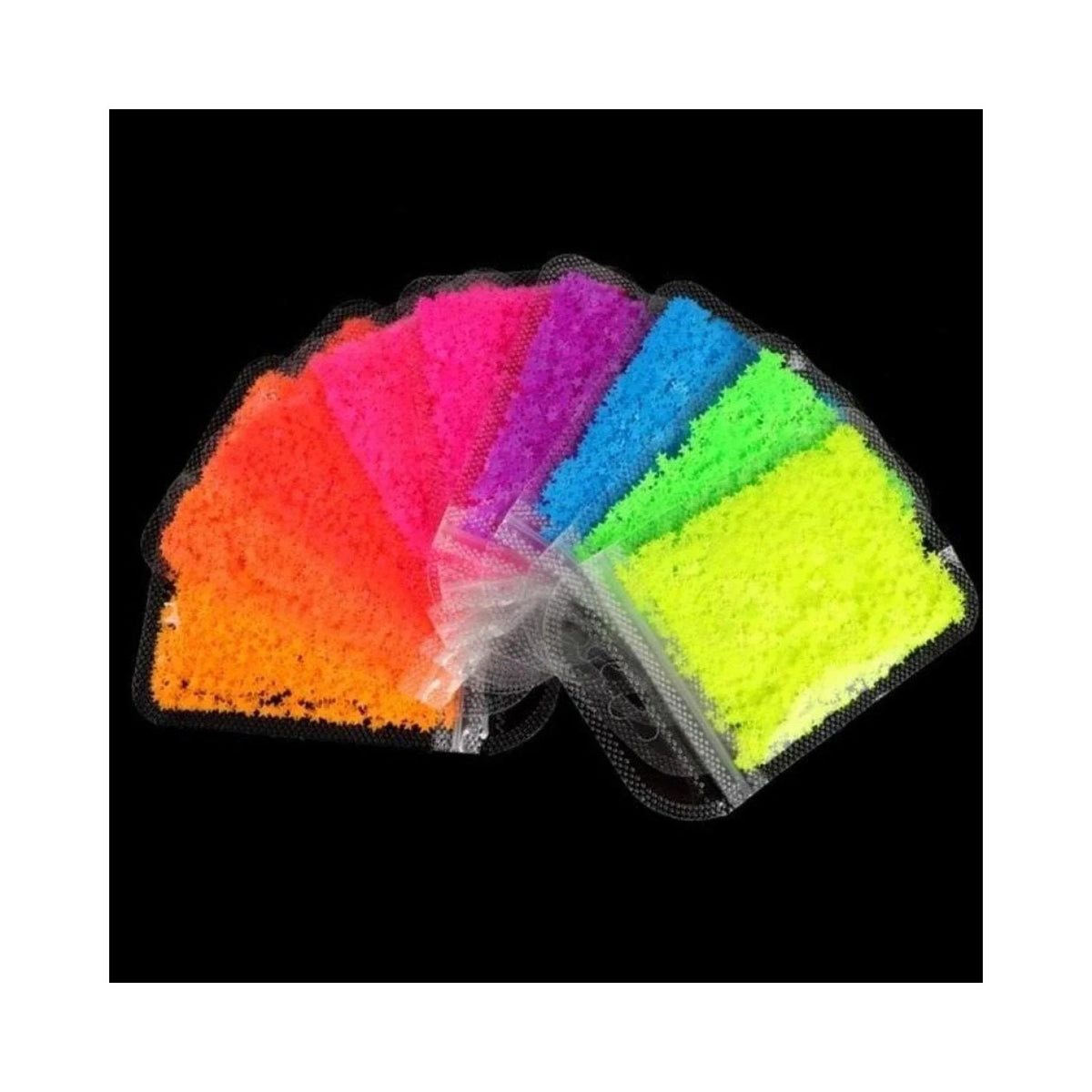 Neon Nail Art Glitter Fluorescent Star Sequins Flakes 2g Bag – Set of 9