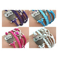 Owl Bracelet Bangle Charms Heart Love Pearl Armband Infinity 16cm – White, Blue, Purple, Pink