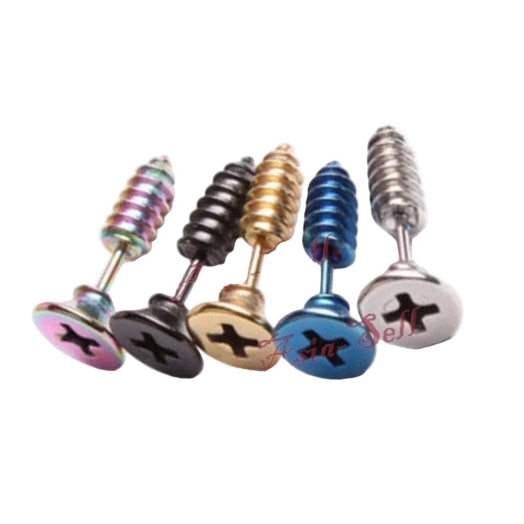 Punk Stainless Steel Stud Screw Earrings – Colour Changing