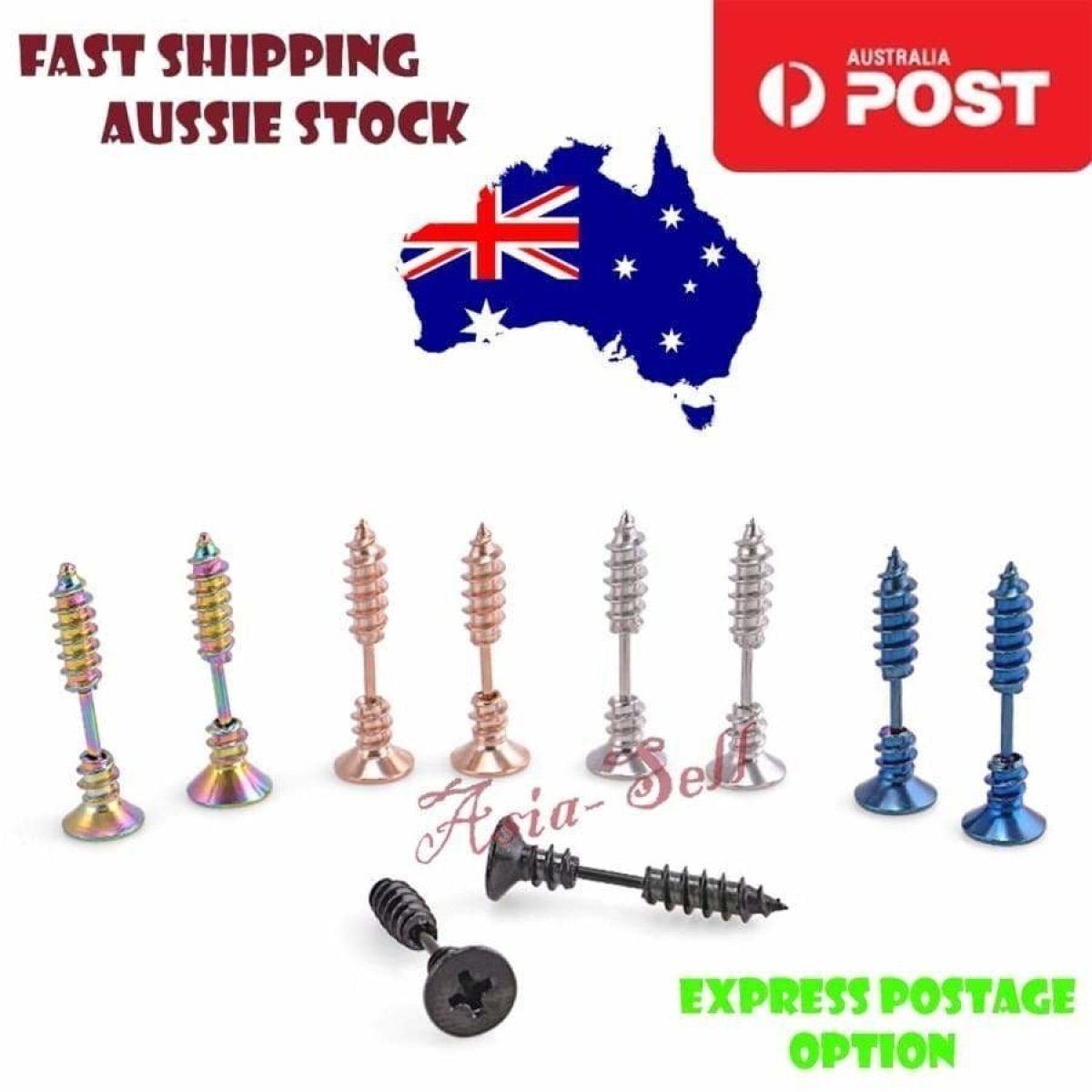 Punk Stainless Steel Stud Screw Earrings – Colour Changing