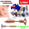 Punk Stainless Steel Stud Screw Earrings – Colour Changing – Gold