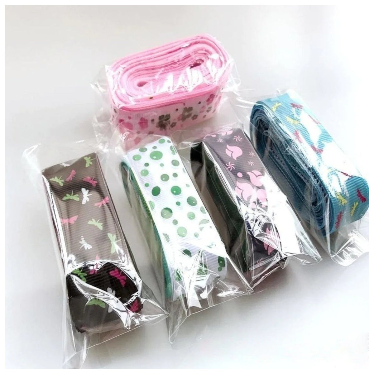 Colourful Mixed Printed Grosgrain Ribbon Set