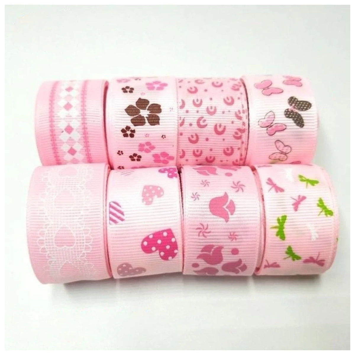 Colourful Mixed Printed Grosgrain Ribbon Set – 10.  8m 25mm