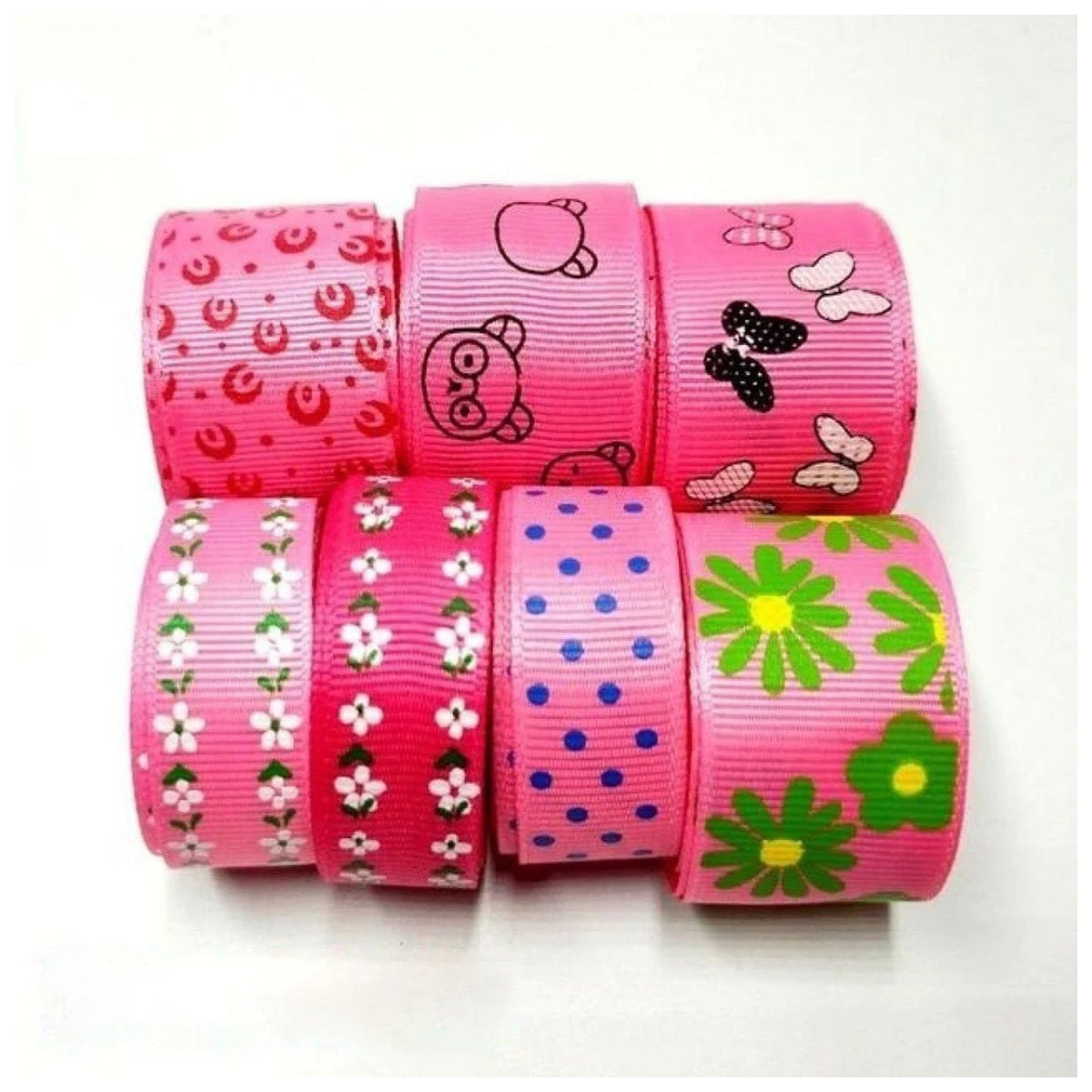 Colourful Mixed Printed Grosgrain Ribbon Set – 11.  7m 15-25mm