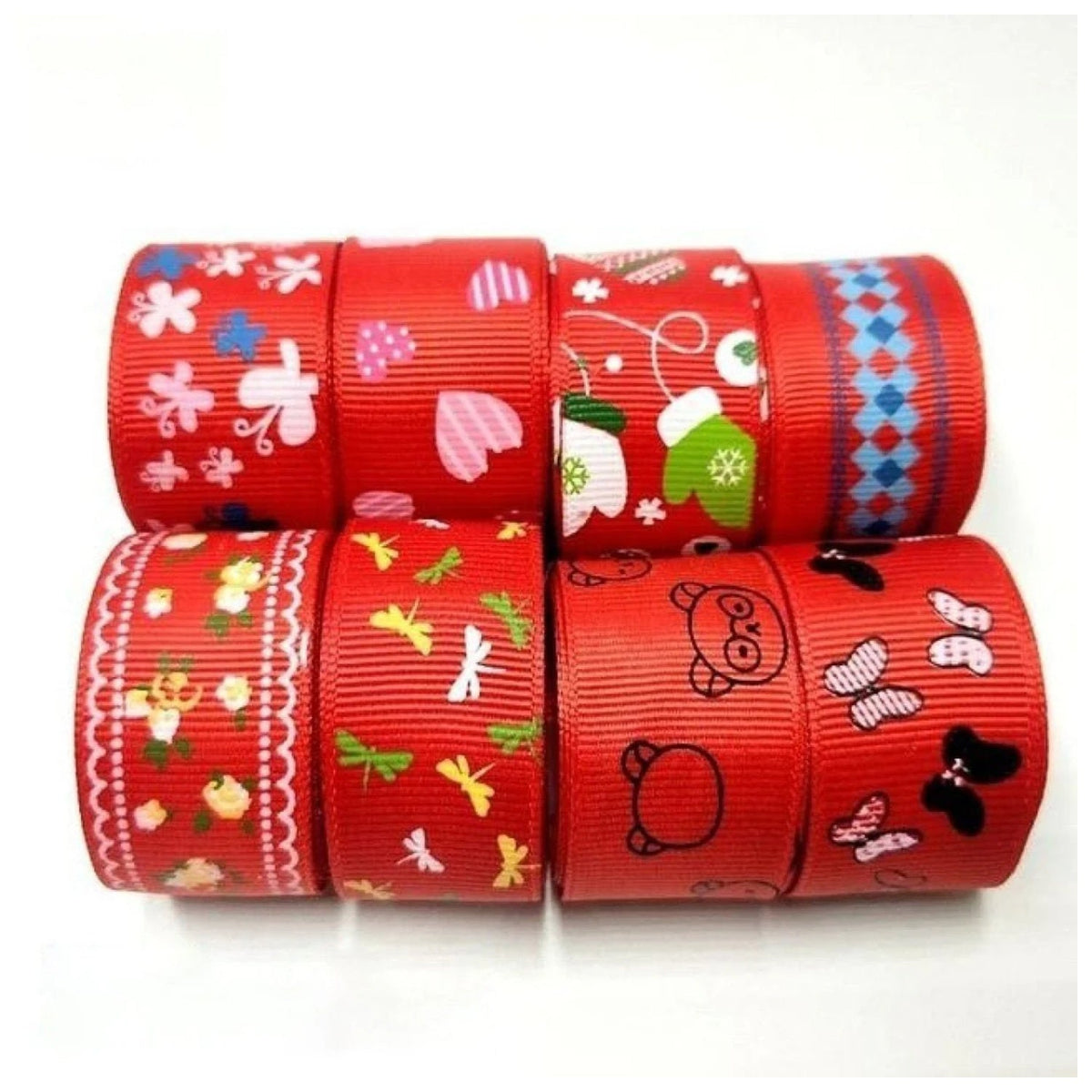 Colourful Mixed Printed Grosgrain Ribbon Set – 13.  8m 15mm
