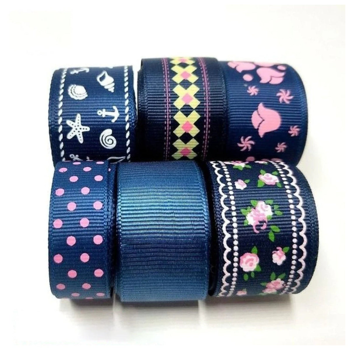 Colourful Mixed Printed Grosgrain Ribbon Set – 14.  6m 15-25mm
