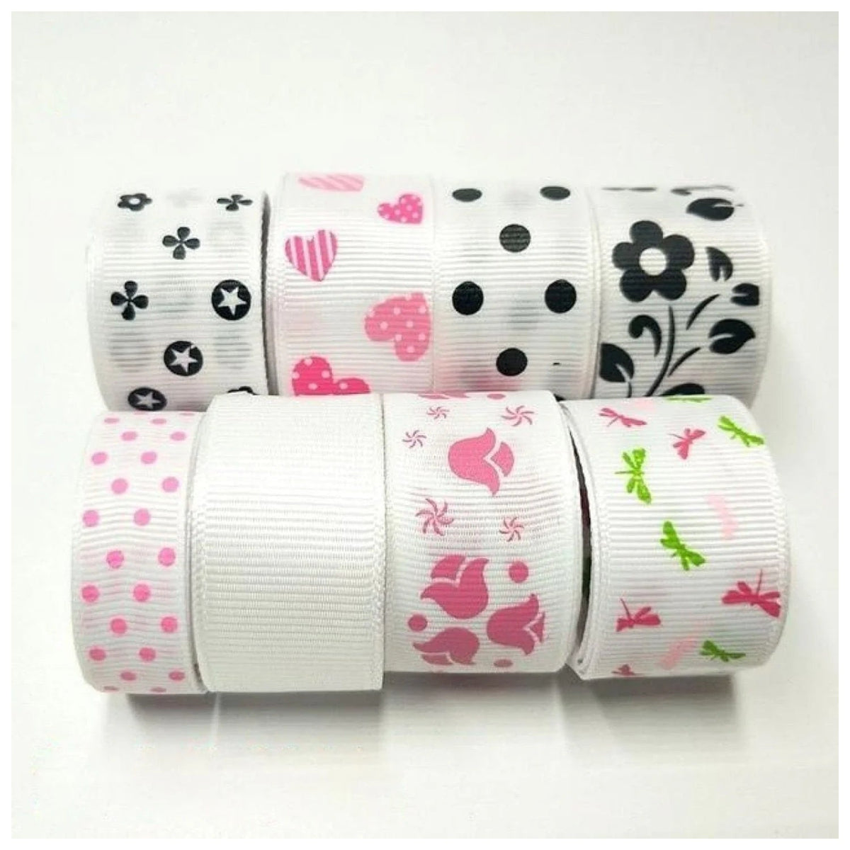 Colourful Mixed Printed Grosgrain Ribbon Set – 15.  8m 15-25mm