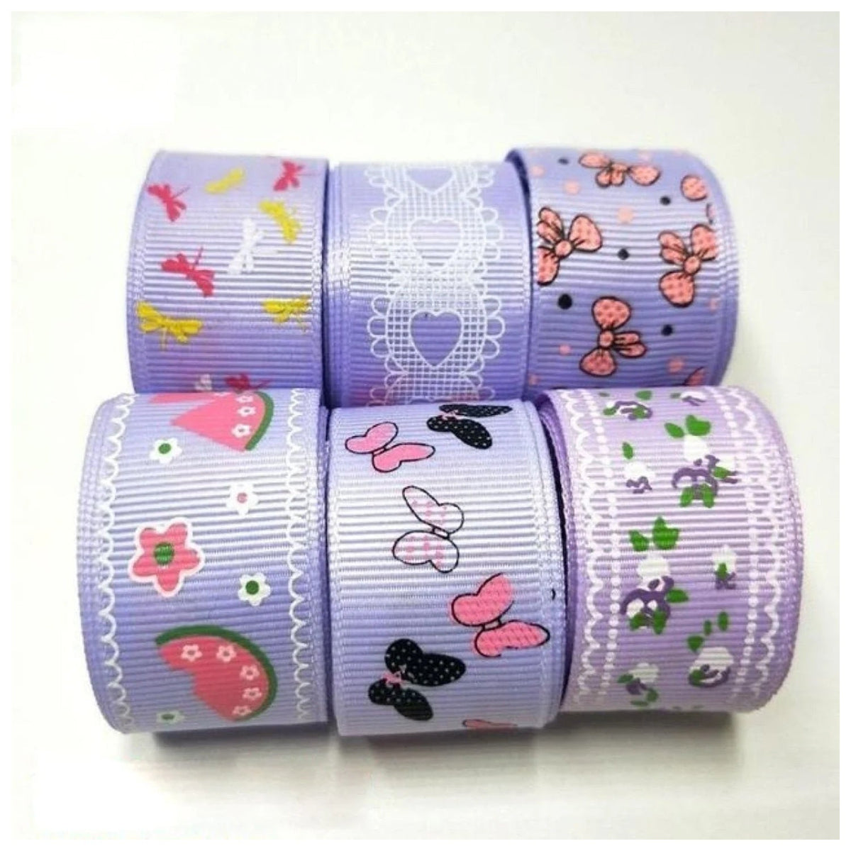 Colourful Mixed Printed Grosgrain Ribbon Set – 17.  6m 25mm