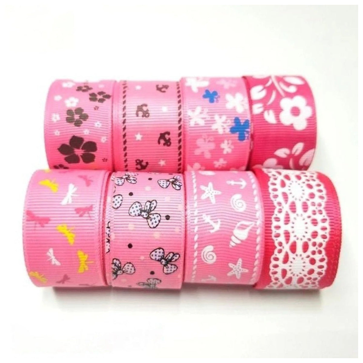 Colourful Mixed Printed Grosgrain Ribbon Set – 19.  8m 25mm