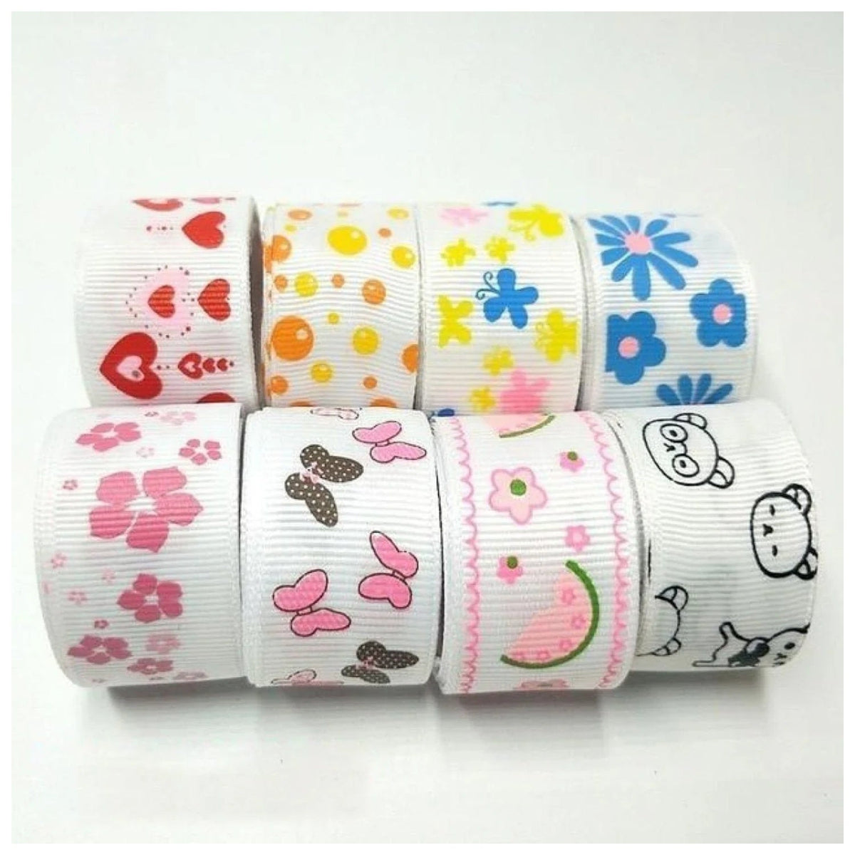 Colourful Mixed Printed Grosgrain Ribbon Set – 23.  8m 25mm