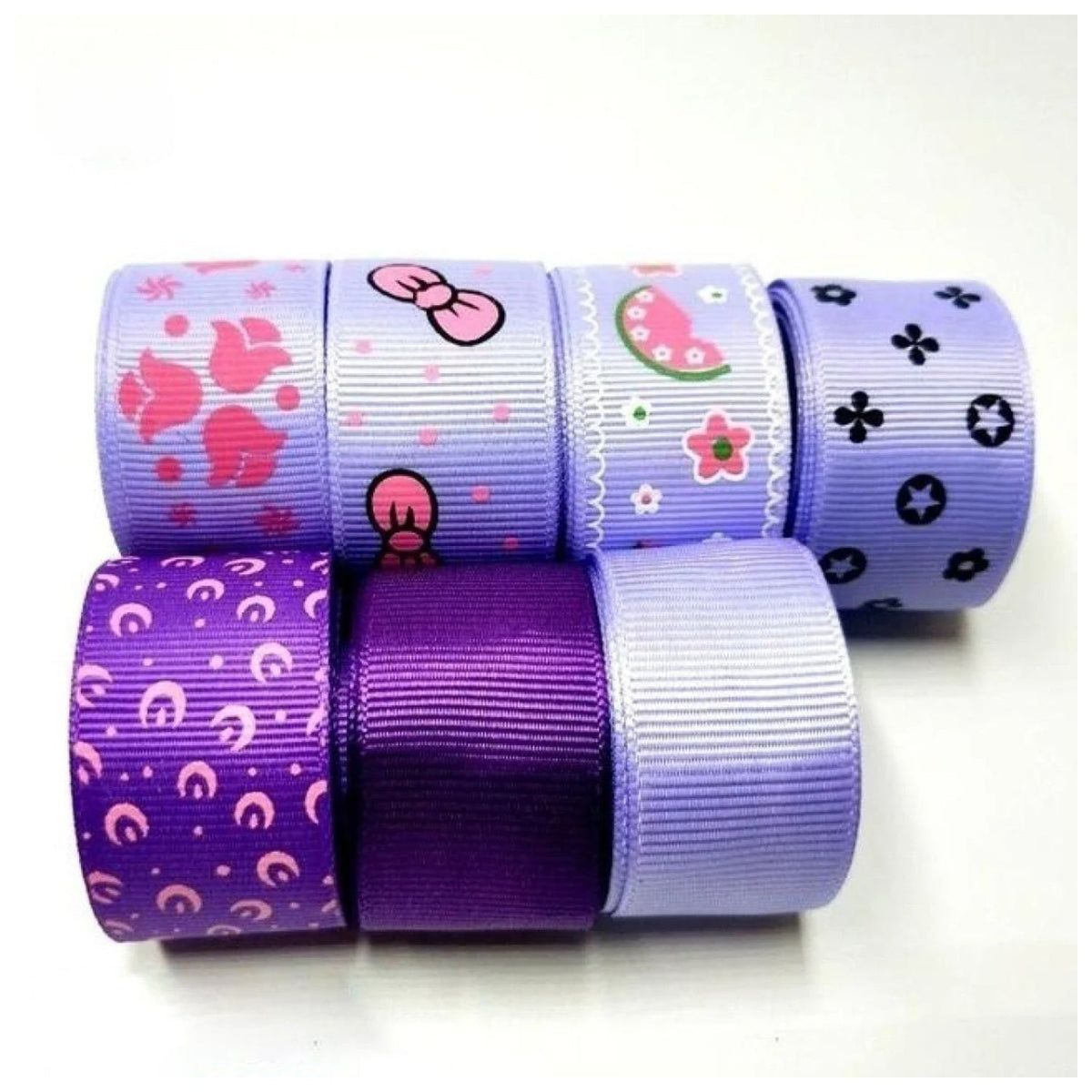 Colourful Mixed Printed Grosgrain Ribbon Set – 26.  7m 25mm