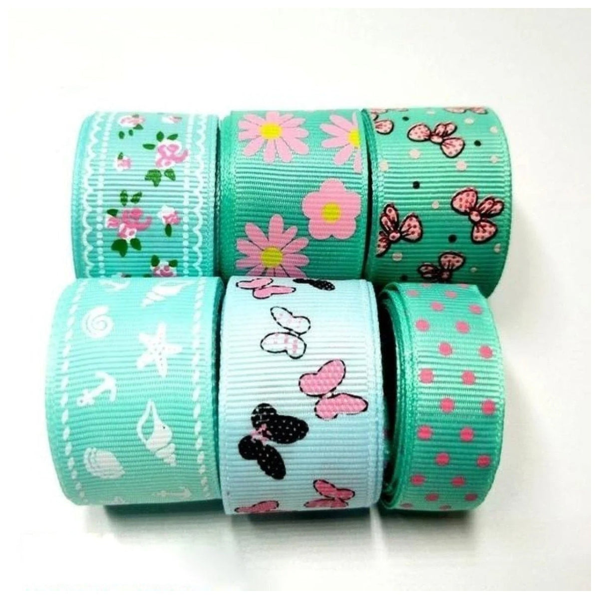 Colourful Mixed Printed Grosgrain Ribbon Set – 27.  6m 15-25mm
