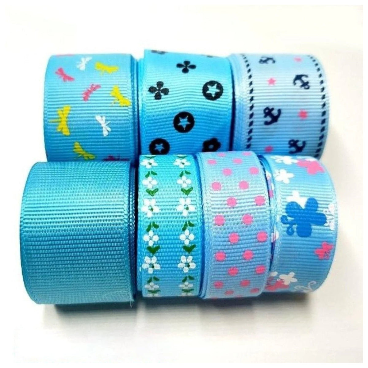 Colourful Mixed Printed Grosgrain Ribbon Set – 28.  7m 15-25mm