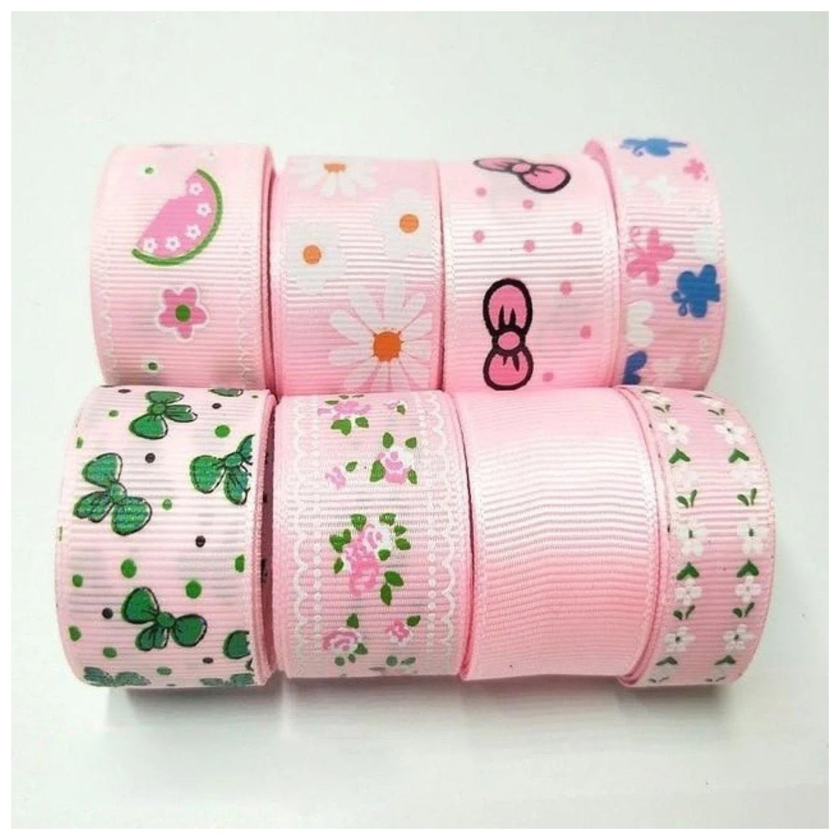 Colourful Mixed Printed Grosgrain Ribbon Set – 29.  8m 15-25mm