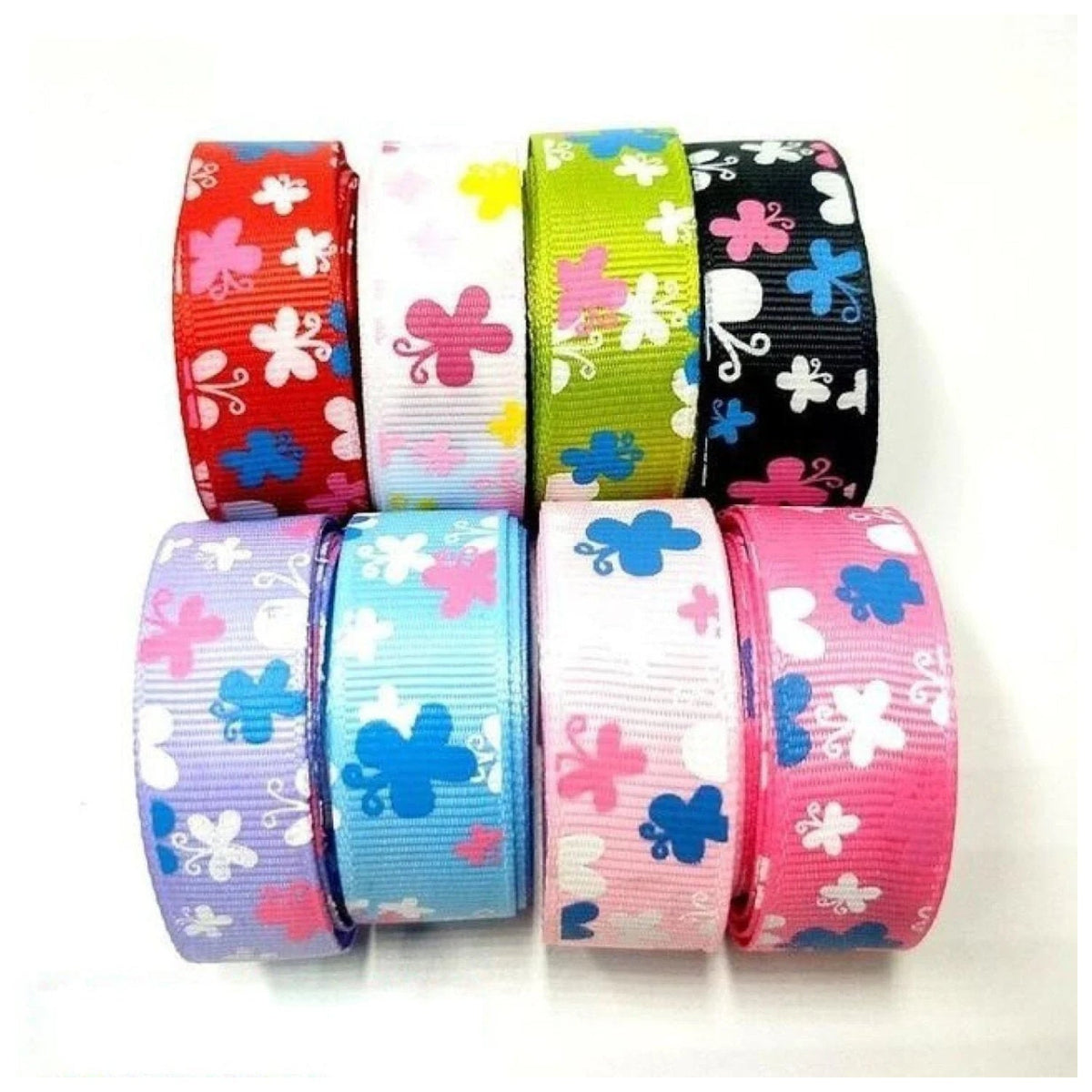 Colourful Mixed Printed Grosgrain Ribbon Set – 3.  8m 15mm