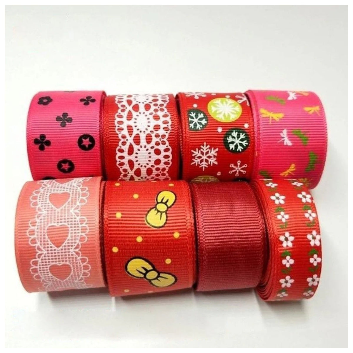 Colourful Mixed Printed Grosgrain Ribbon Set – 30.  8m 15-25mm