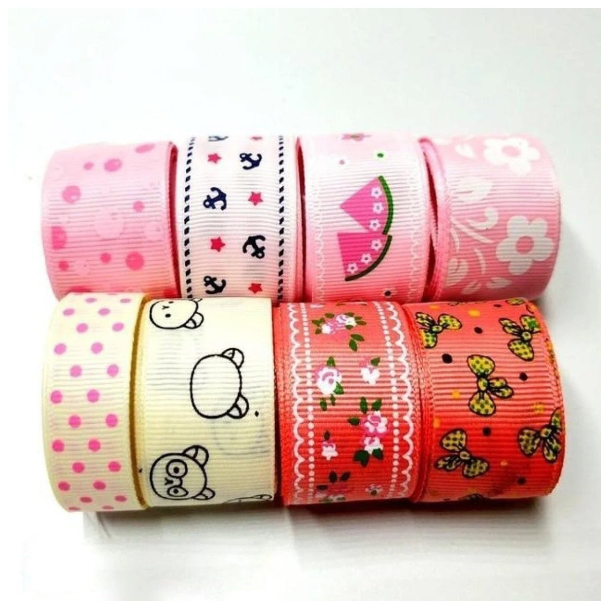 Colourful Mixed Printed Grosgrain Ribbon Set – 31.  8m 15-25mm
