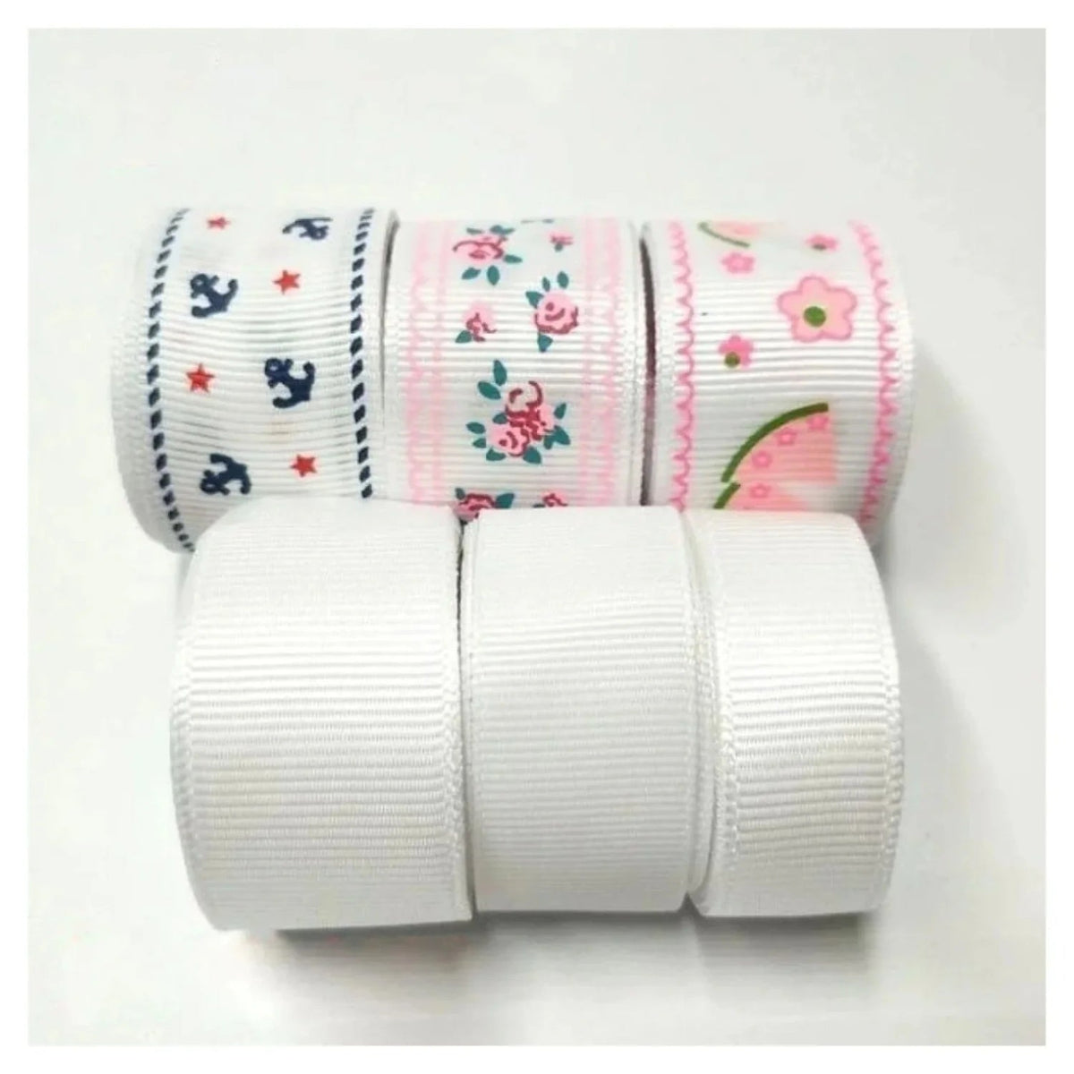 Colourful Mixed Printed Grosgrain Ribbon Set – 32.  6m 15-25mm