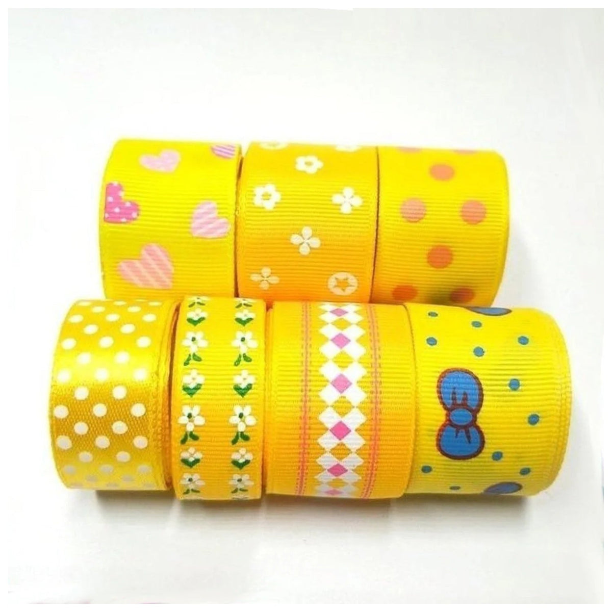 Colourful Mixed Printed Grosgrain Ribbon Set – 4.  7m 15-25mm