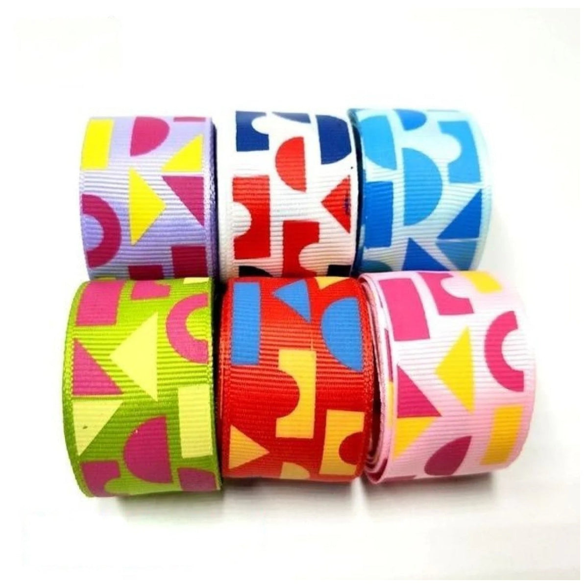 Colourful Mixed Printed Grosgrain Ribbon Set – 7.  6m 15mm