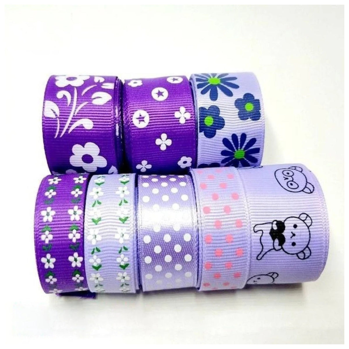 Colourful Mixed Printed Grosgrain Ribbon Set – 9.  8m 15-25mm