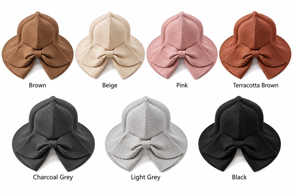 Women's Wide Brim Sun Hat with Oversized Bow – Summer Beach Hat – Multiple Colours – 57.5cm