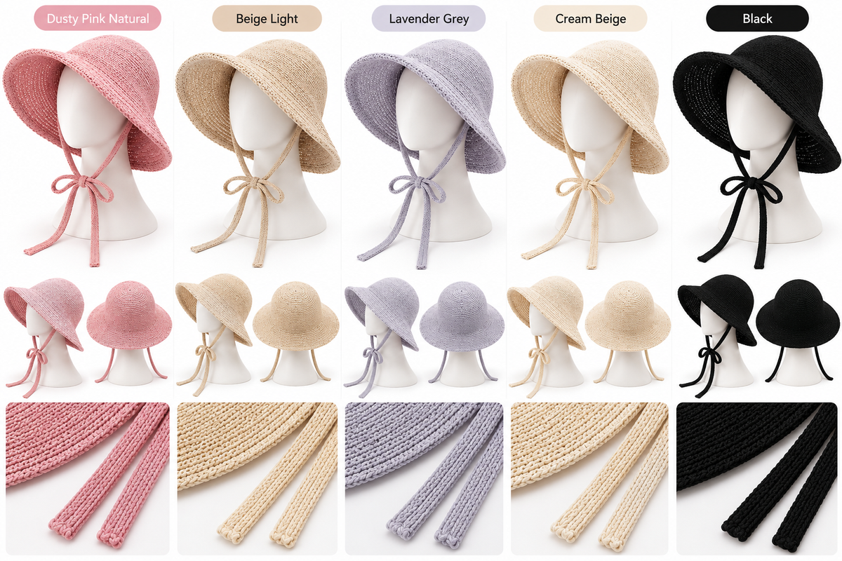 Woven Sun Hat with Long Chin Ties – Women's Summer Beach Hat
