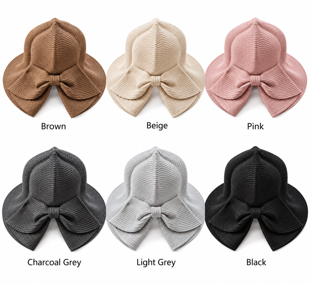 Women's Wide Brim Sun Hat with Oversized Bow – Summer Beach Hat – Multiple Colours – 57.5cm