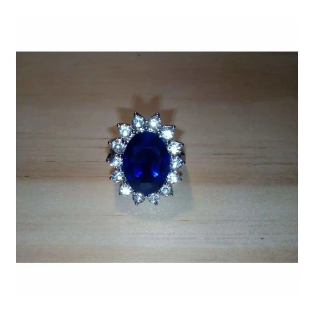 7-Piece Women's Ring Set Blue Silver Sizes 6-10