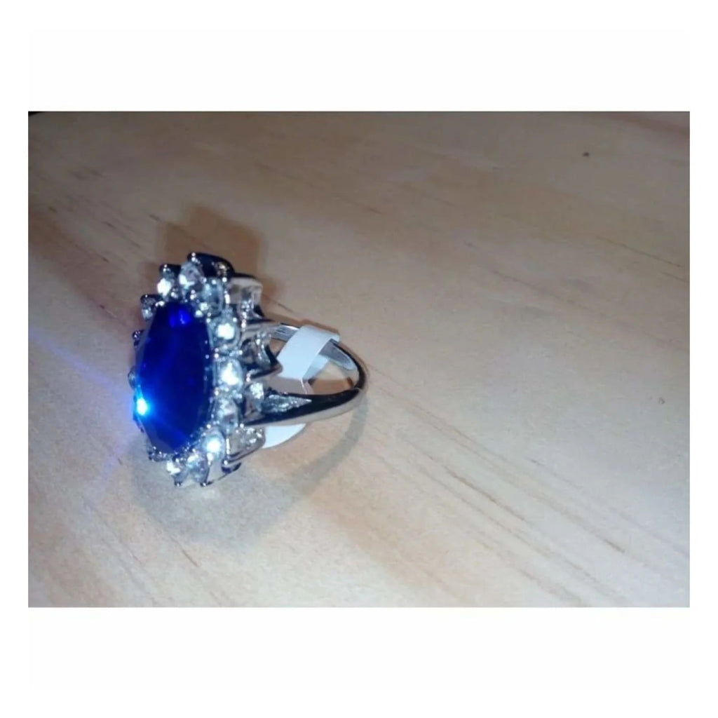 7-Piece Women's Ring Set Blue Silver Sizes 6-10