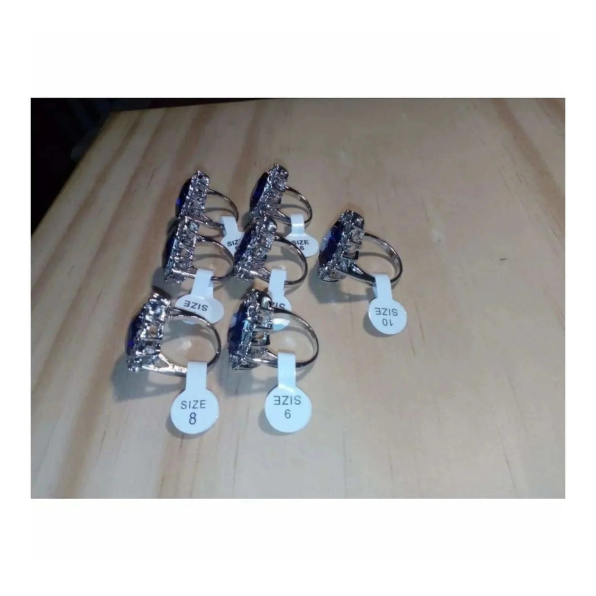 7-Piece Women's Ring Set Blue Silver Sizes 6-10
