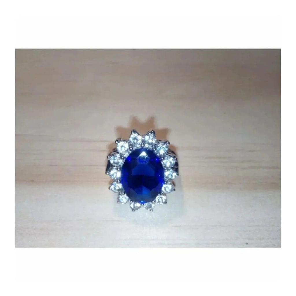 7-Piece Women's Ring Set Blue Silver Sizes 6-10