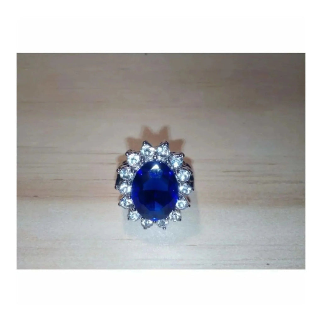 7-Piece Women's Ring Set Blue Silver Sizes 6-10