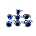 7-Piece Women's Ring Set Blue Silver Sizes 6-10