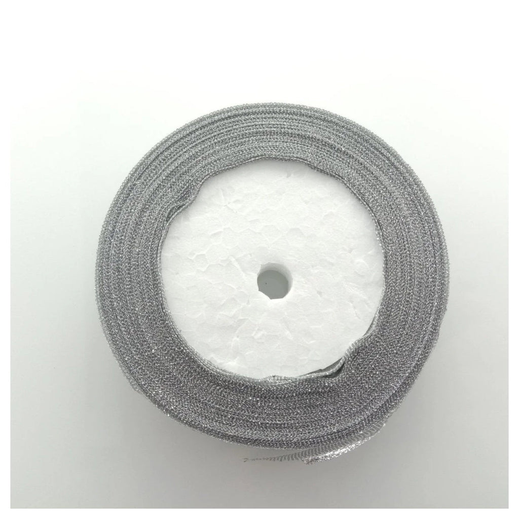 Silver Metallic Ribbon 22m – 15mm Width