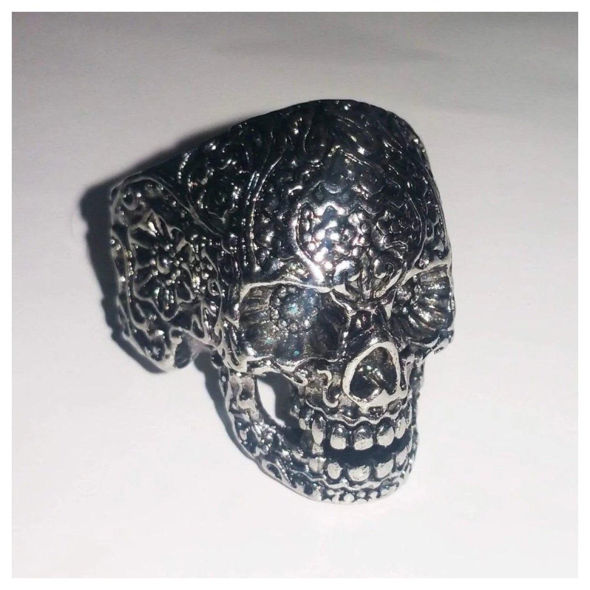 Skull Ring Head Evil Biker Stainless Steel Ring Silver Mens Sizes 8-13