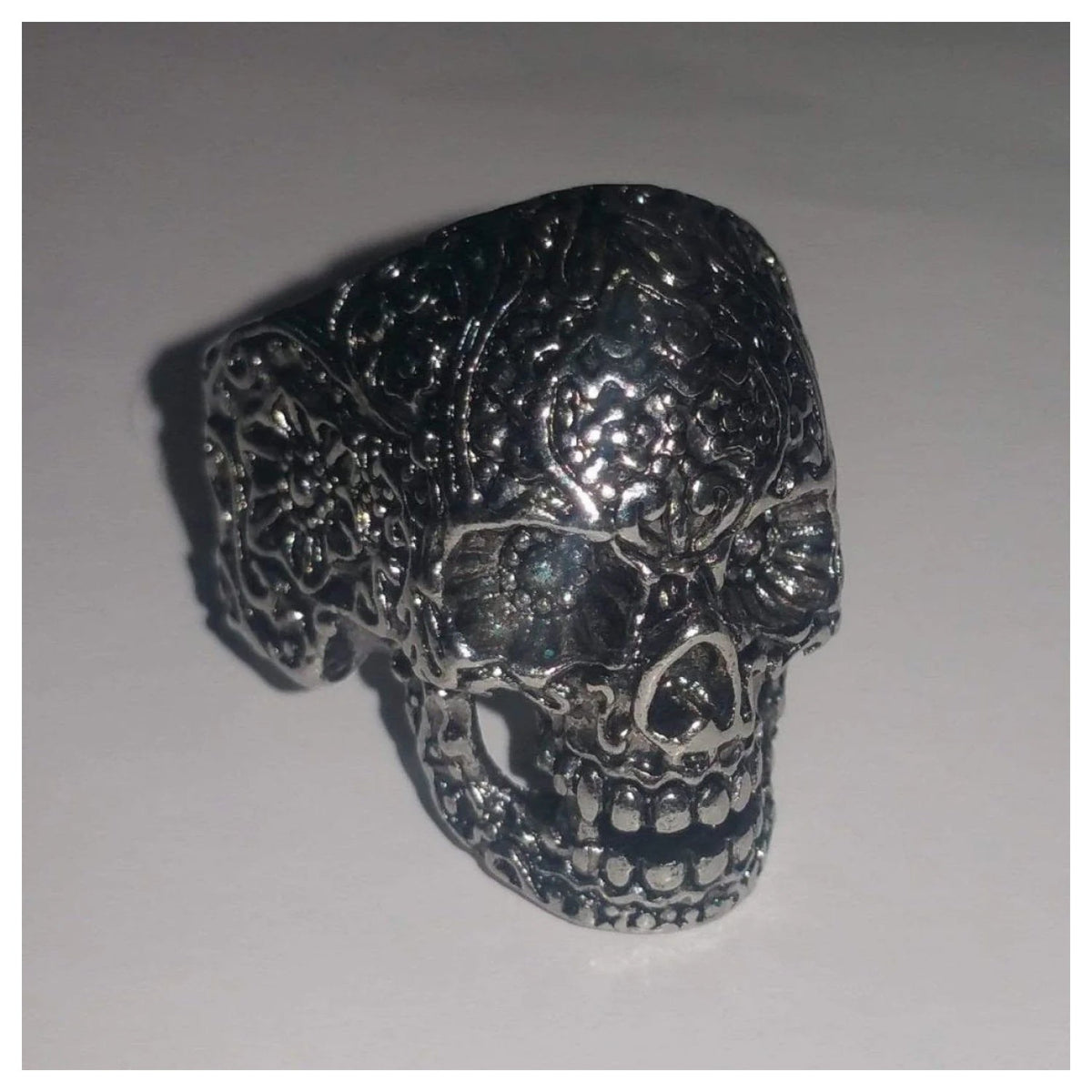 Skull Ring Head Evil Biker Stainless Steel Ring Silver Mens Sizes 8-13