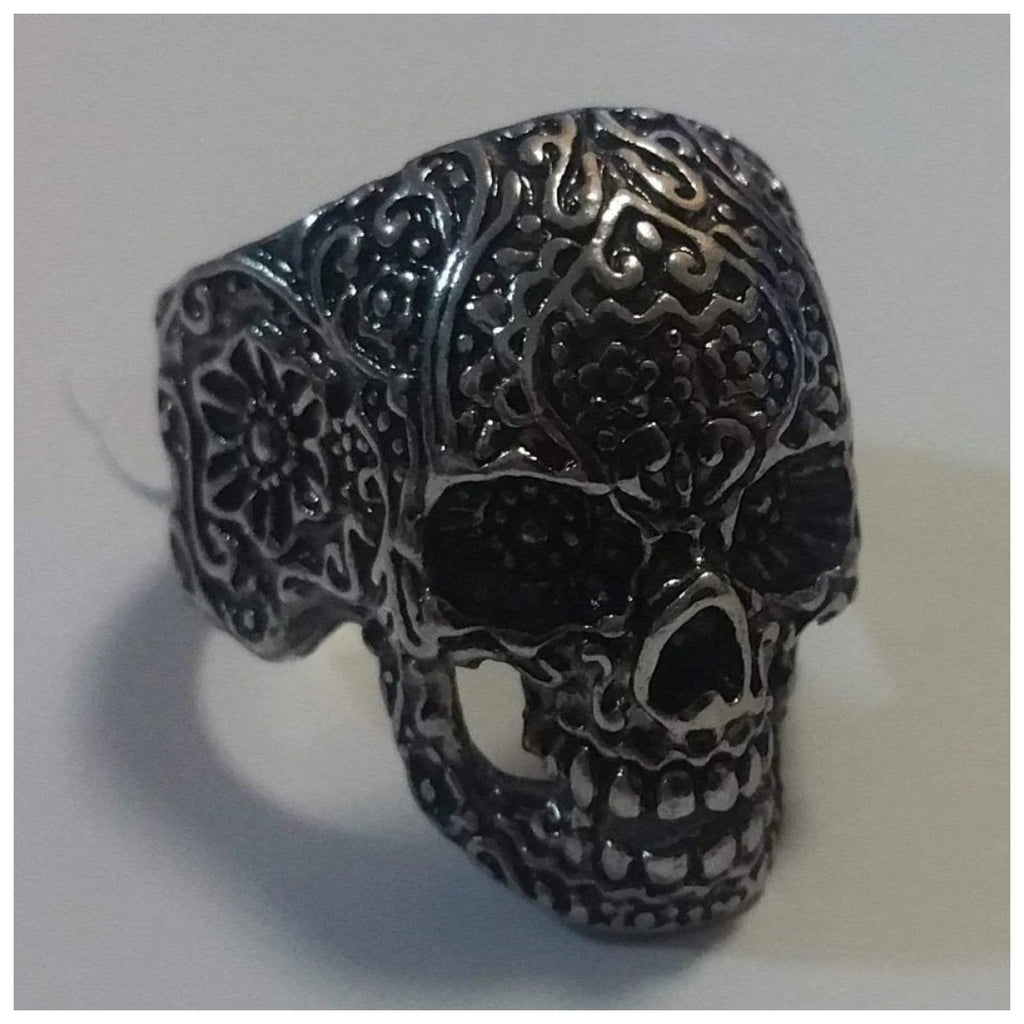 Skull Ring Head Evil Biker Stainless Steel Ring Silver Mens Sizes 8-13
