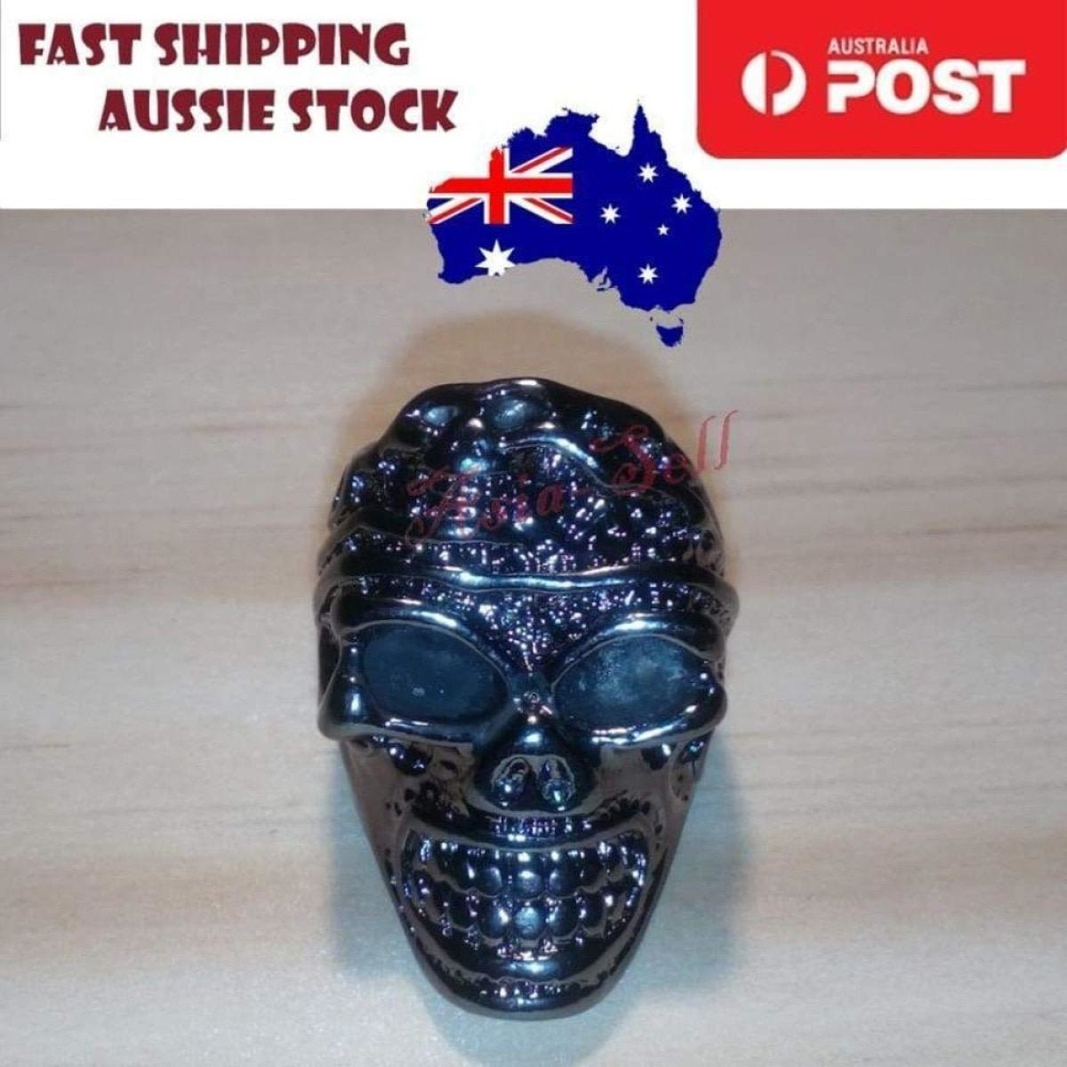Skull Ring Silver Black Sizes 6-11 – Black Size 9 (code AB)