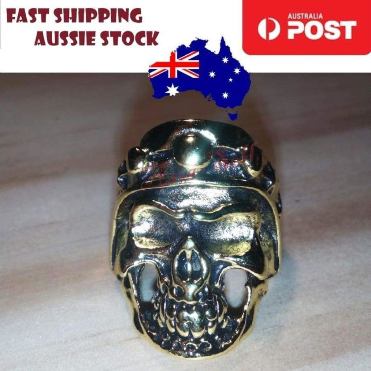 Skull Ring Silver Black Sizes 6-11 – Gold Size 8 (code AK)