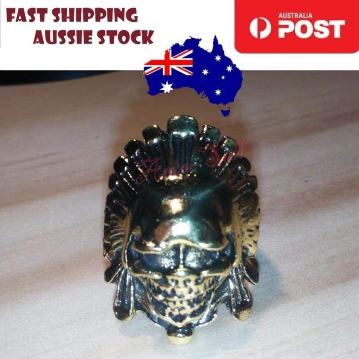 Skull Ring Silver Black Sizes 6-11 – Gold Size 10 (code AN)