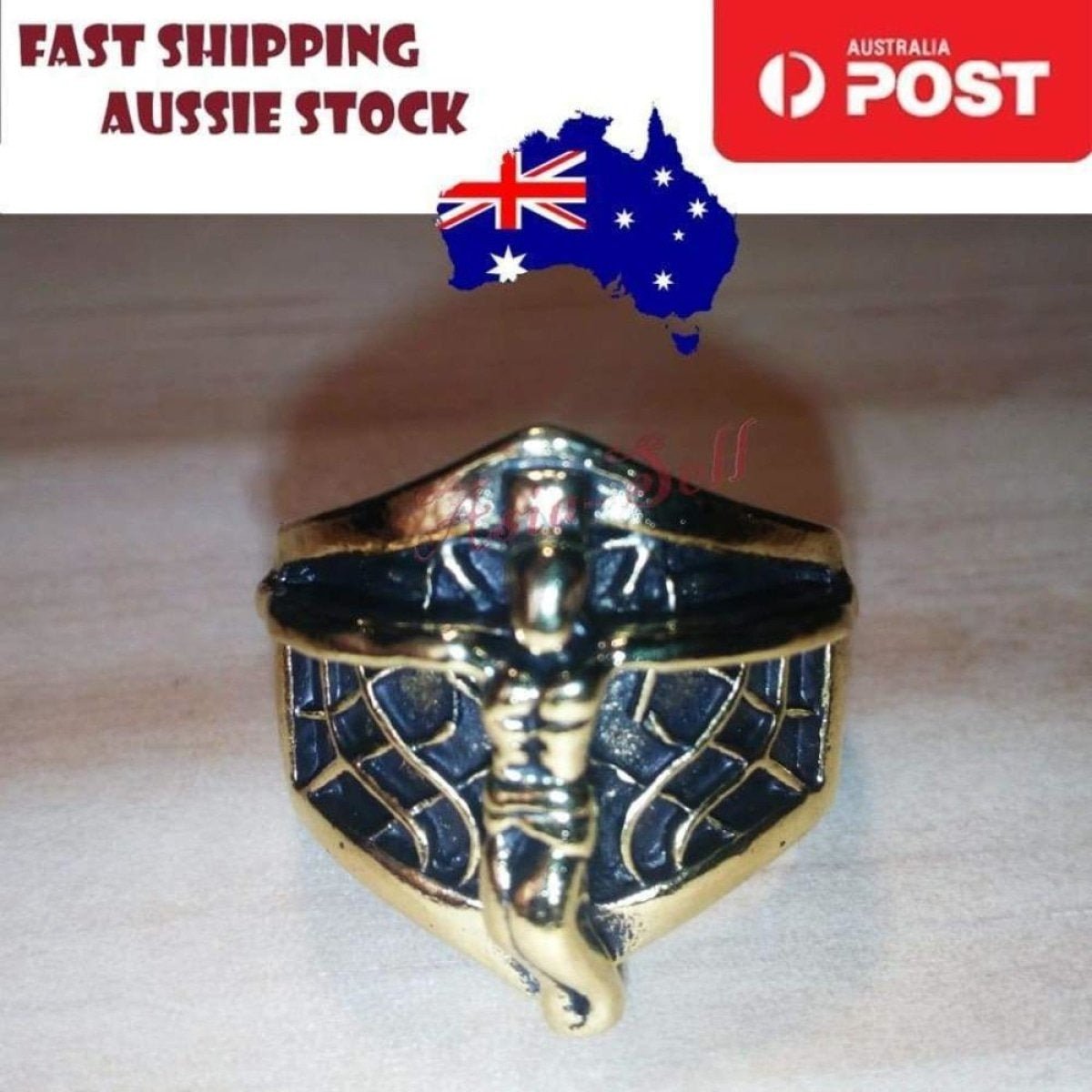 Skull Ring Silver Black Sizes 6-11 – Gold Size 11 (code AF)