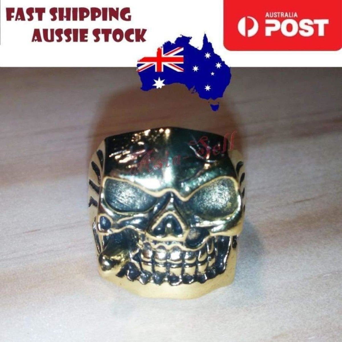 Skull Ring Silver Black Sizes 6-11 – Gold Size 11 (code AO)