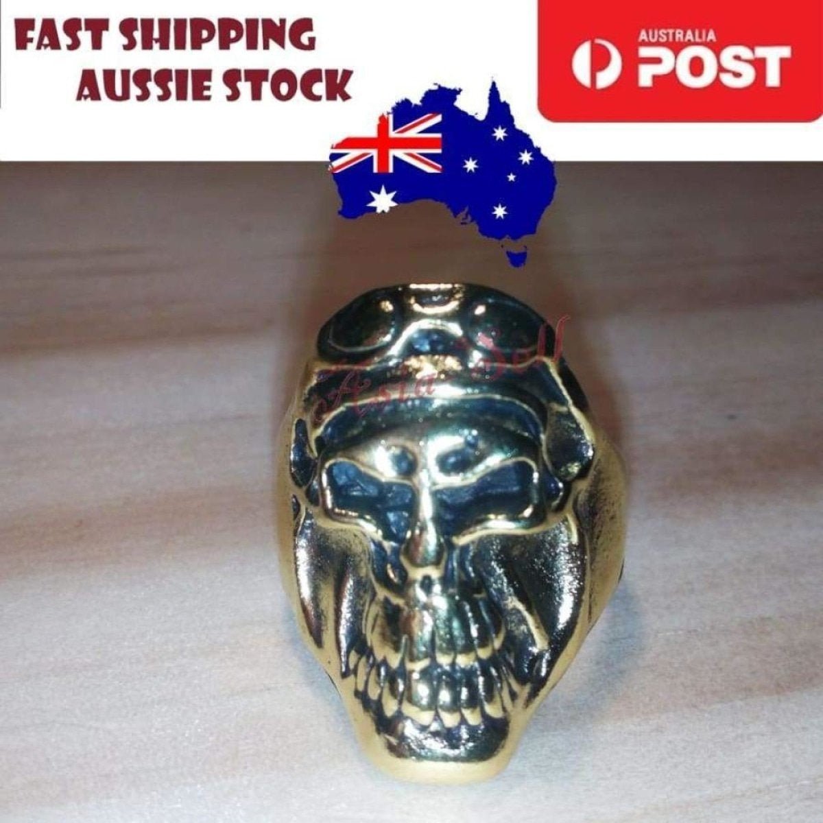 Skull Ring Silver Black Sizes 6-11 – Gold Size 8 (code AU)