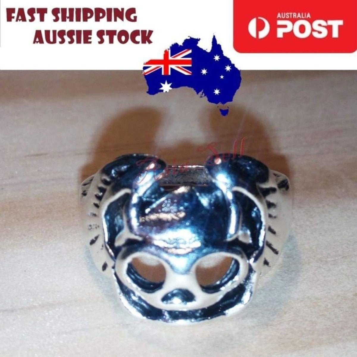 Skull Ring Silver Black Sizes 6-11 – Silver Size 7.5 (code Q)