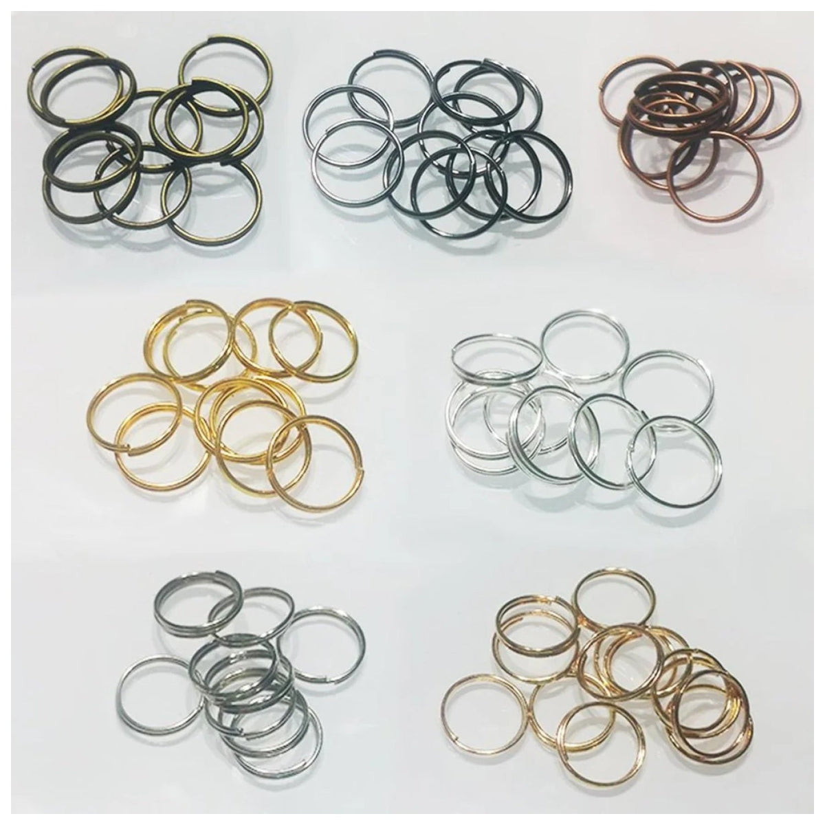 Split Key Rings 4mm-12mm Bronze, Gold & Light Silver – 10pcs