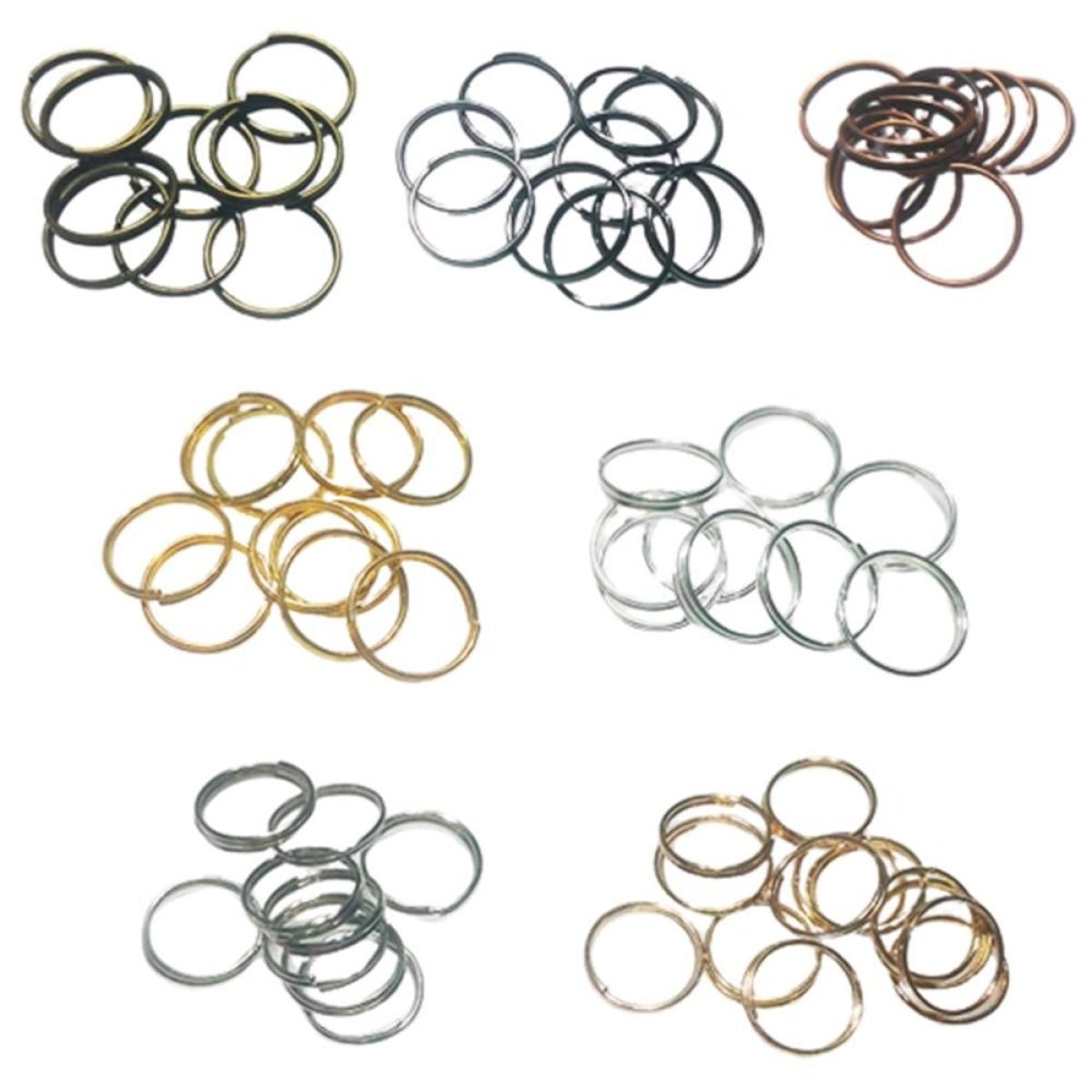 Split Key Rings 4mm-12mm Bronze, Gold & Light Silver – 10pcs