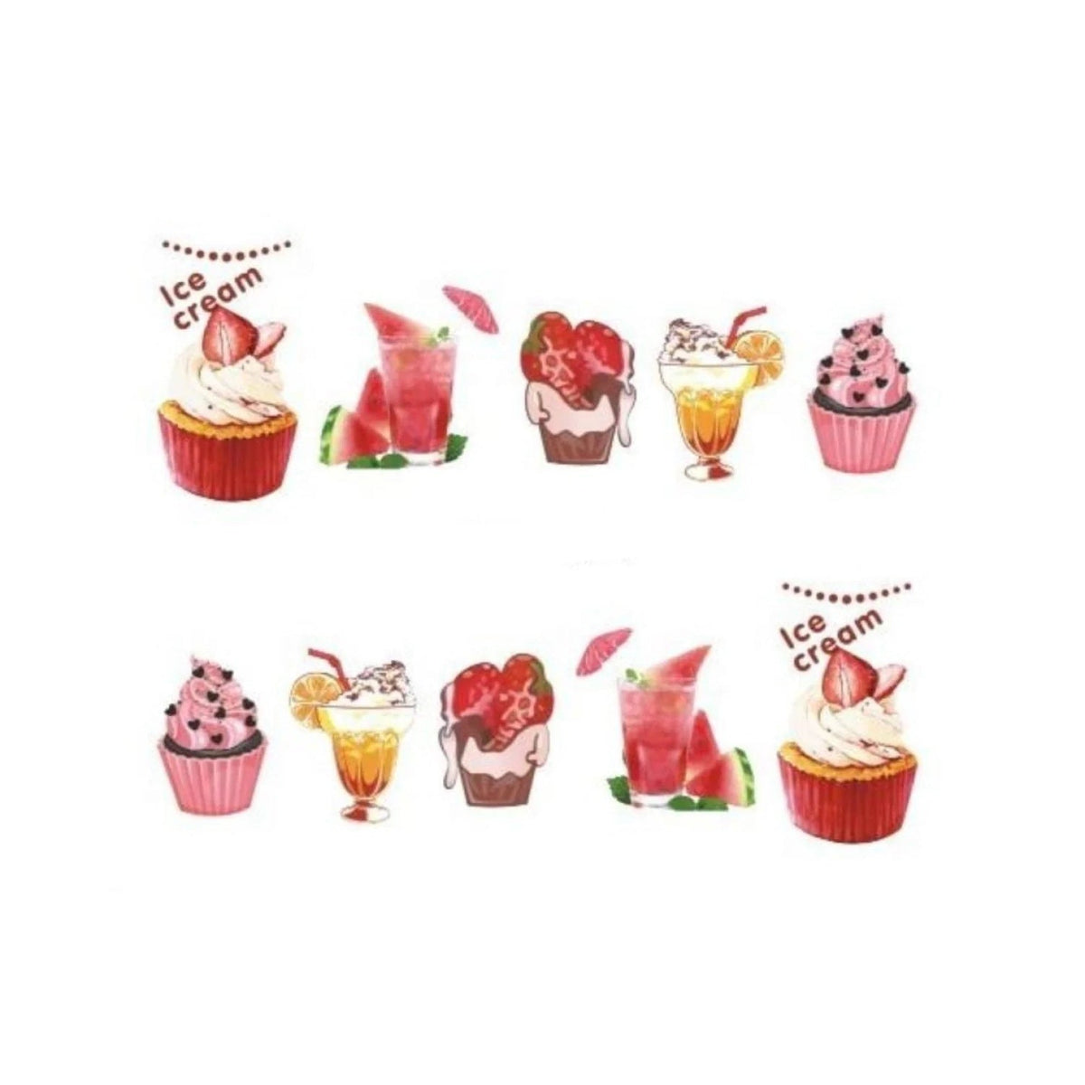 Strawberry Summer Cake & Fruit Nail Stickers Sheet